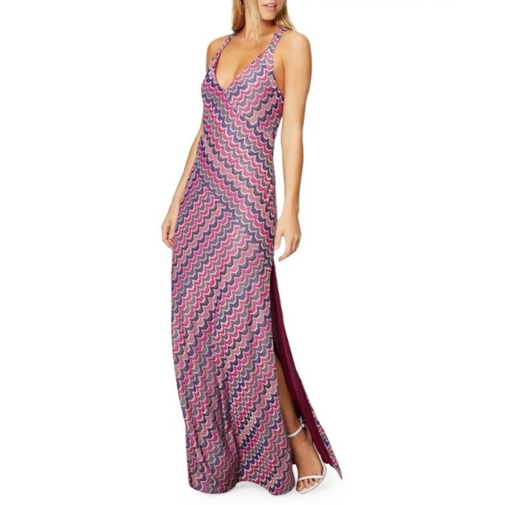 Ramy Brook Pink and Purple Chevron Maxi Dress